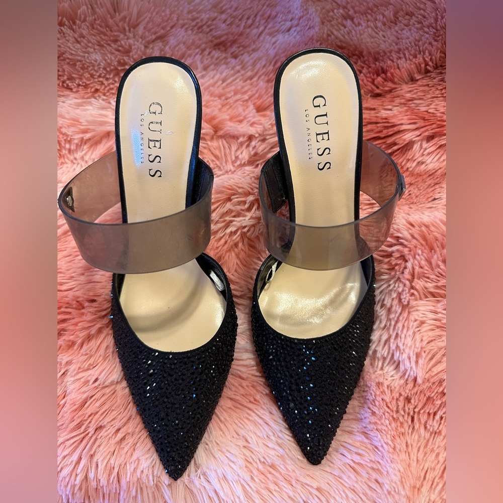 Guess Black Sequin Pointed Heels